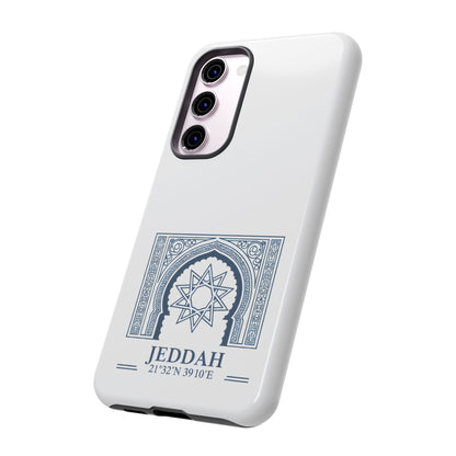 Jeddah Coordinates Phone Case — Blue Islamic Arch Travel Souvenir