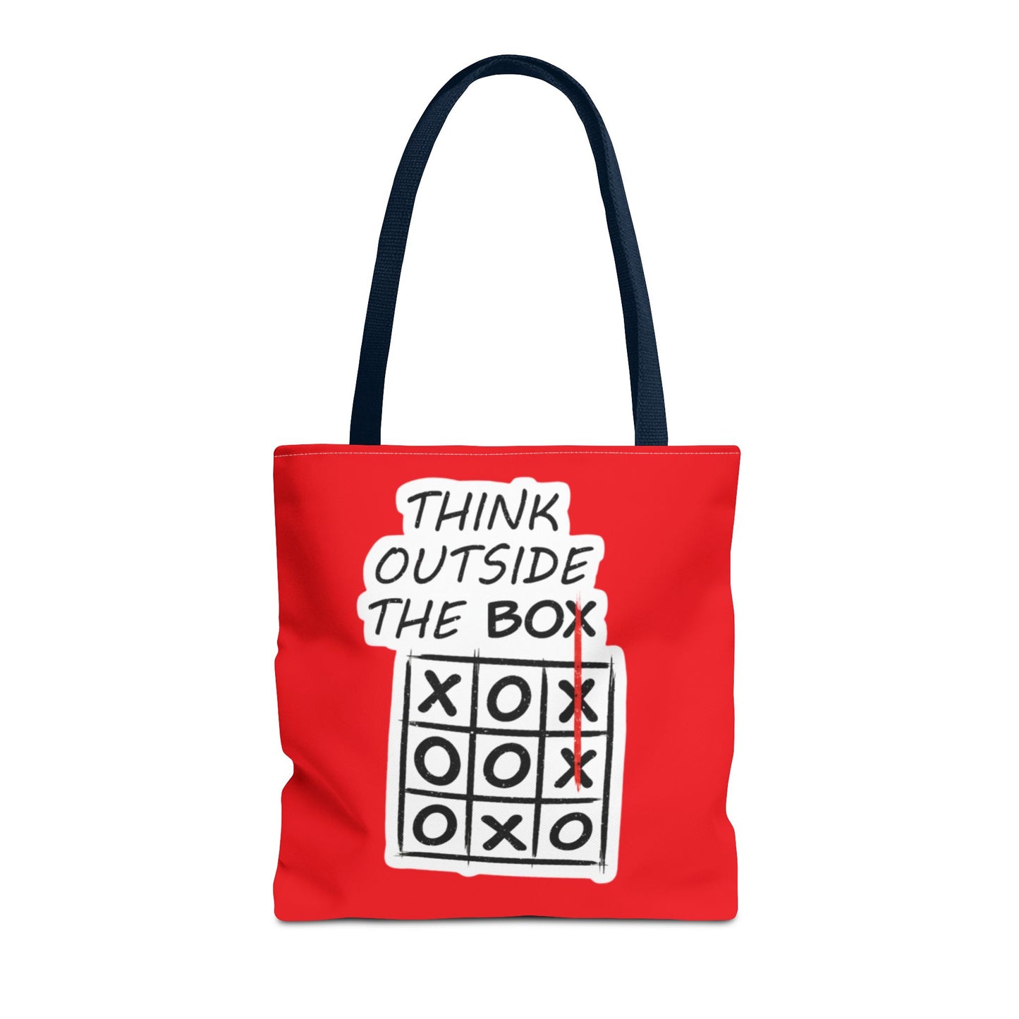 Think Outside the Box Tote Bag — Red Tic-Tac-Toe Motivational Canvas Tote