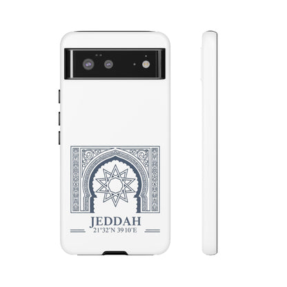Jeddah Coordinates Phone Case — Arabic Arch Geometric Design