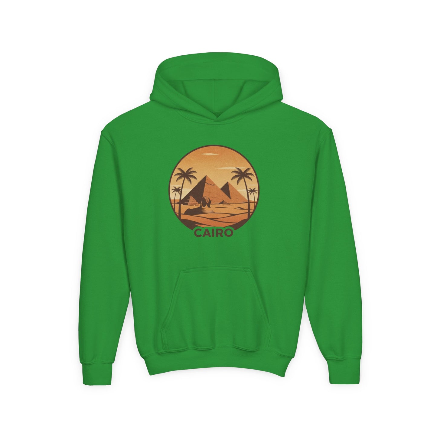 Youth Hoodie - Cairo Retro Pyramids Sunset Graphic