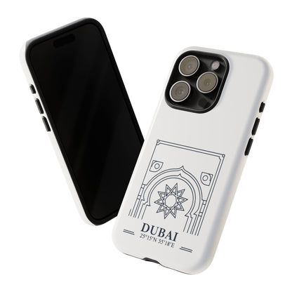 Dubai Architectural Phone Case — Minimal Souvenir Travel Design with Coordinates