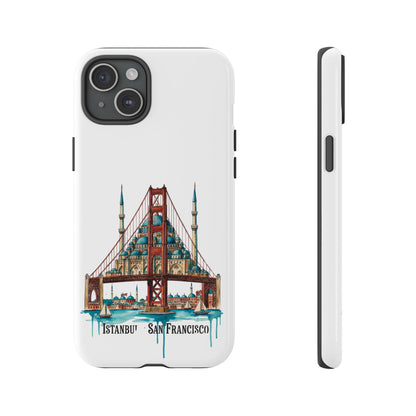 City Bridge Phone Case — Istanbul × San Francisco Illustrated Travel Design