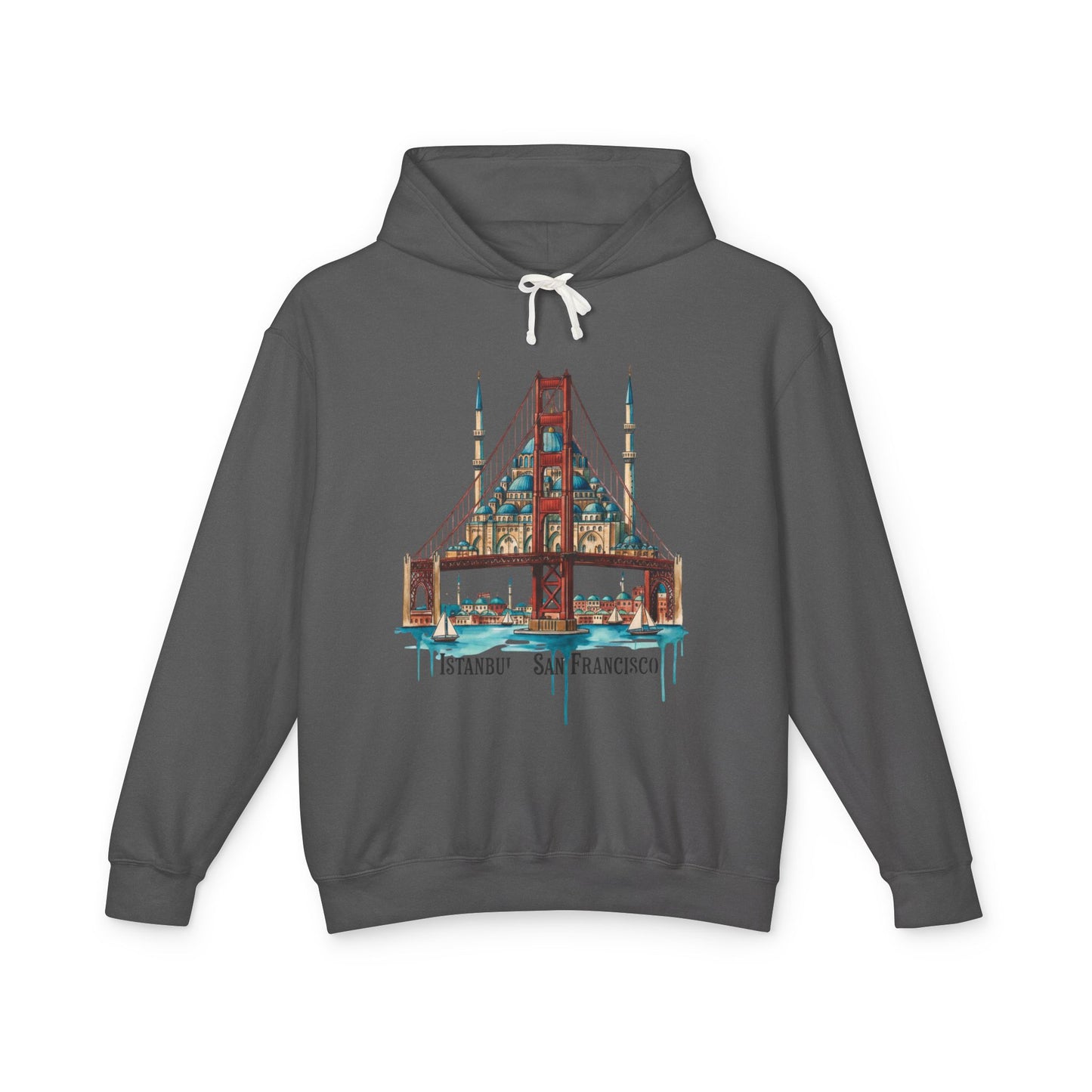 Istanbul × San Francisco Bridge Hoodie — Travel Cityscape Graphic Sweatshirt