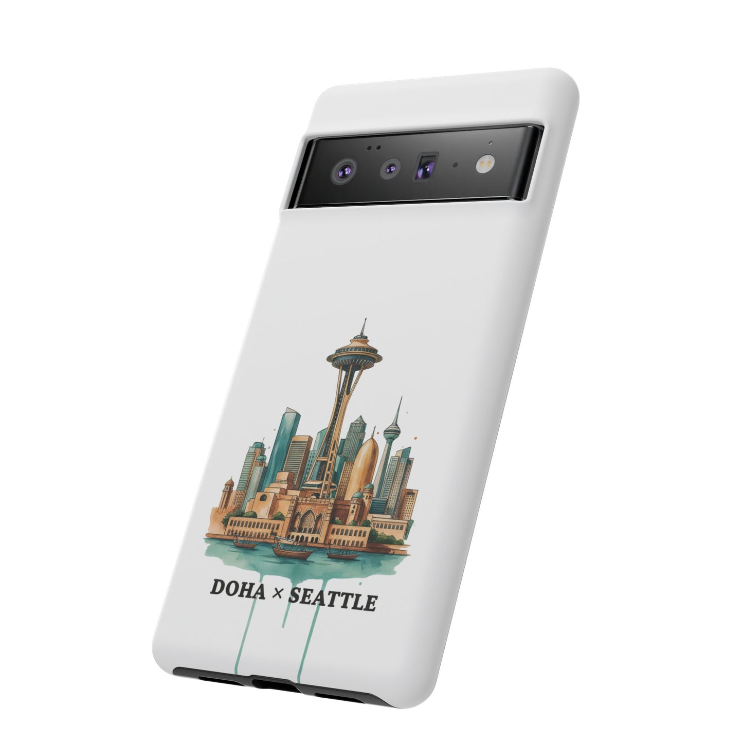 Coque de téléphone résistante Doha x Seattle Skyline — Protection pour téléphone inspirée de la ville