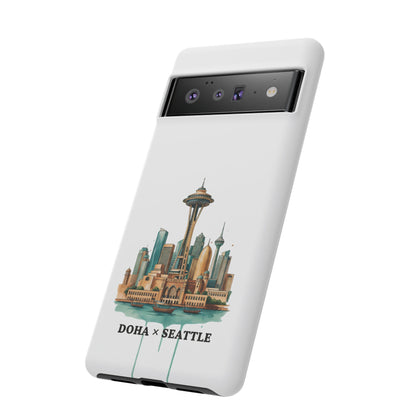 Coque de téléphone résistante Doha x Seattle Skyline — Protection pour téléphone inspirée de la ville
