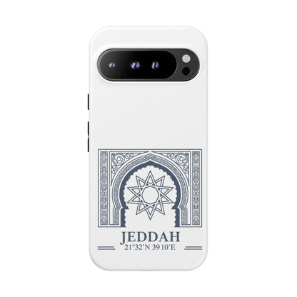Jeddah Coordinates Phone Case — Arabic Arch Geometric Design