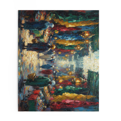 Marketplace Evening Street Puzzle — 120/252/500-Piece Scenic Jigsaw