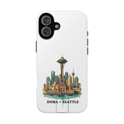 Coque de téléphone résistante Doha x Seattle Skyline — Protection pour téléphone inspirée de la ville