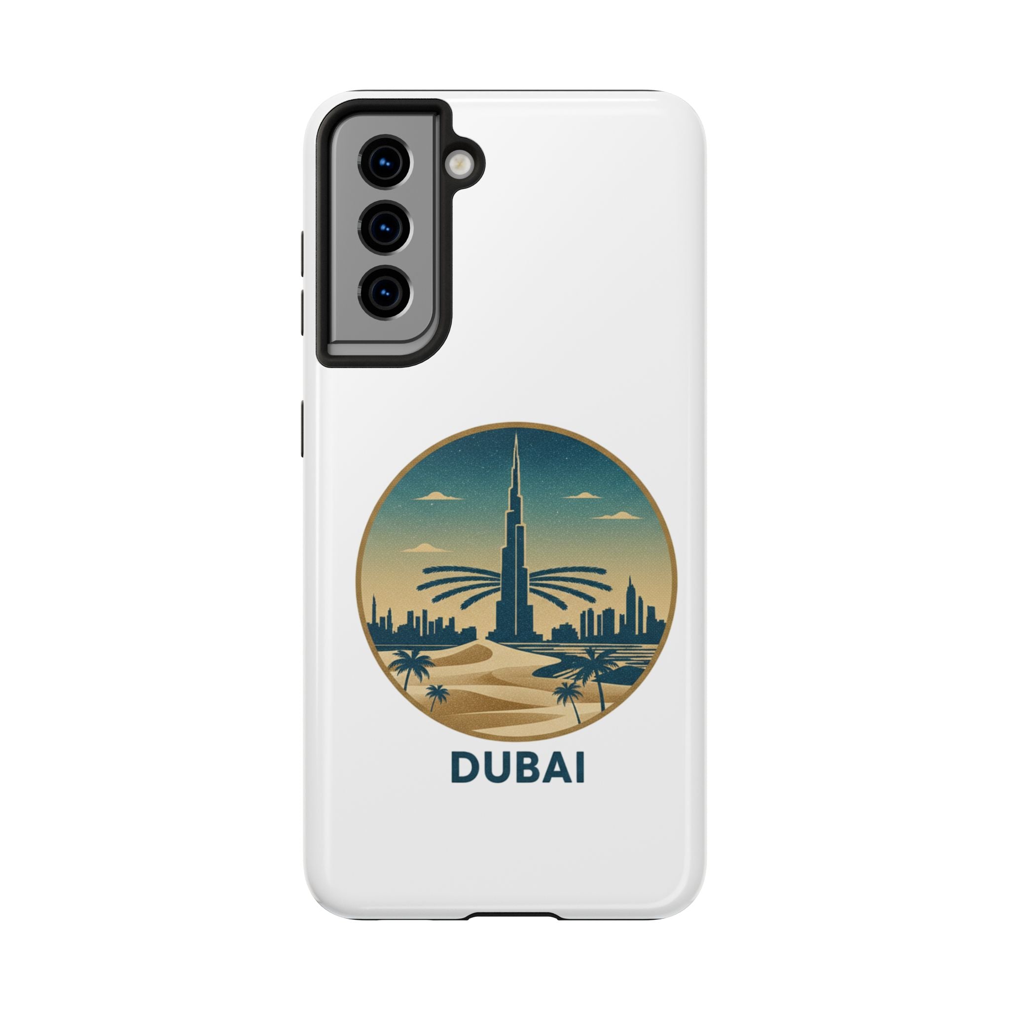 Dubai Skyline Tough Phone Case — Retro Desert Palm Travel Phone Cover