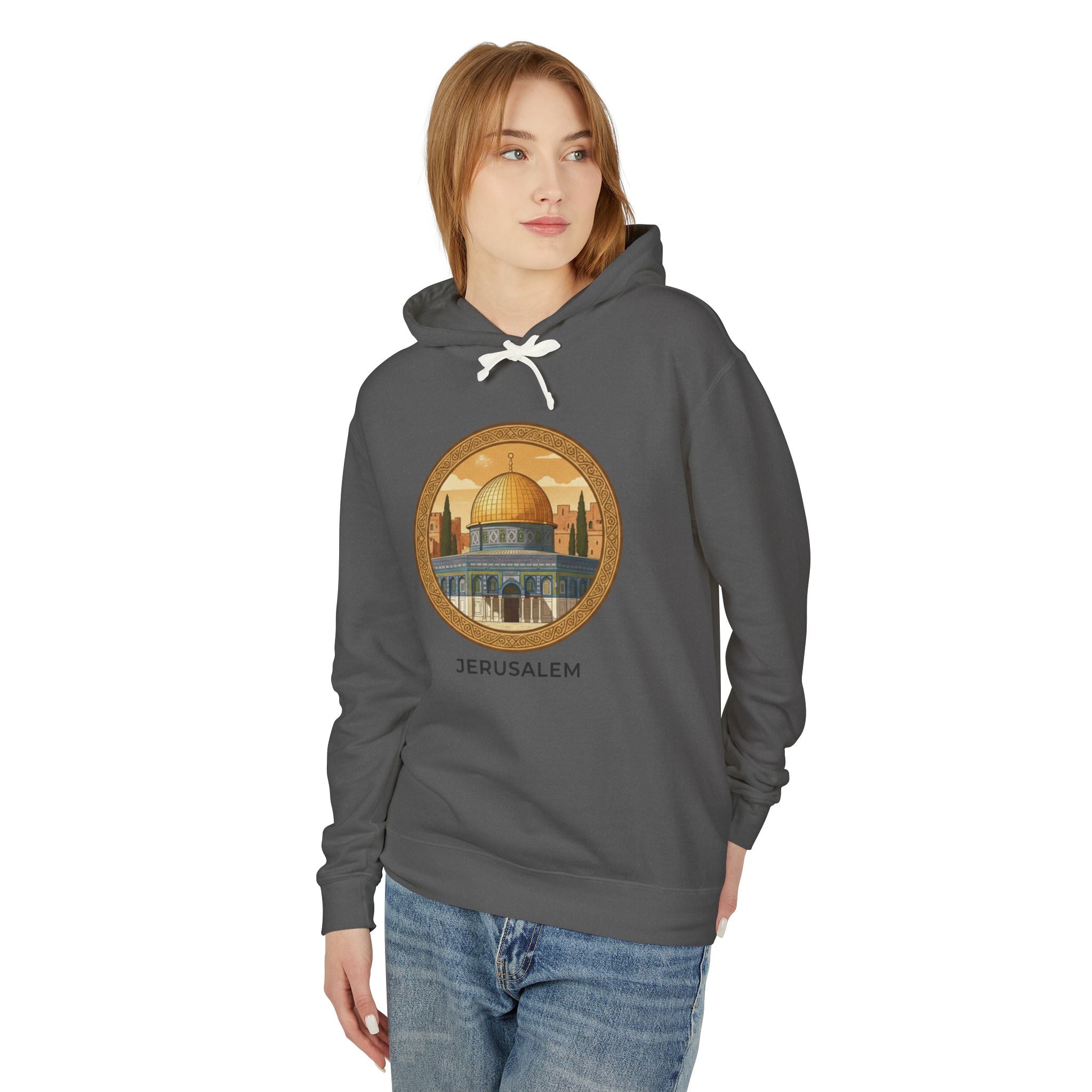 Jerusalem Dome Graphic Hoodie — Vintage Holy City Travel Sweatshirt