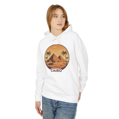 Cairo Sunset Hoodie — Vintage Pyramids Palm Tree Travel Sweatshirt