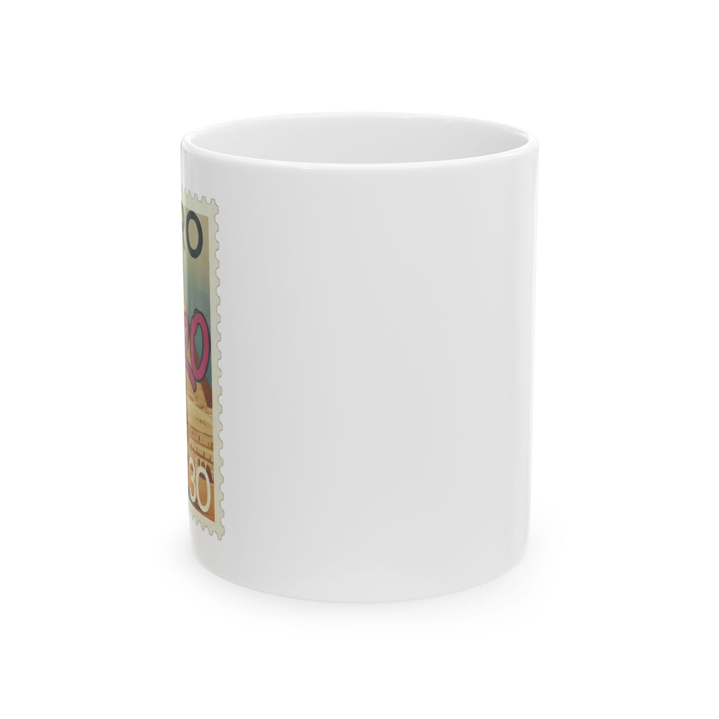 Cairo Vintage Stamp Ceramic Mug – Retro Egypt Travel Coffee Cup (11oz & 15oz)