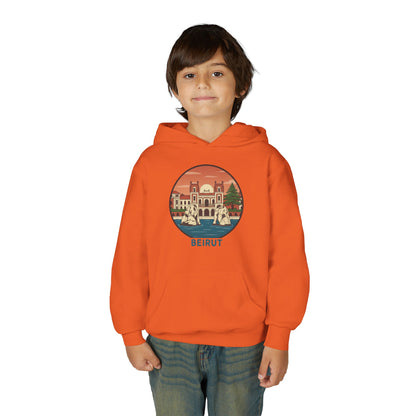 Beirut Skyline Youth Hoodie - Vintage City Illustration