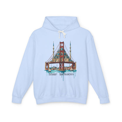 Istanbul × San Francisco Bridge Hoodie — Travel Cityscape Graphic Sweatshirt