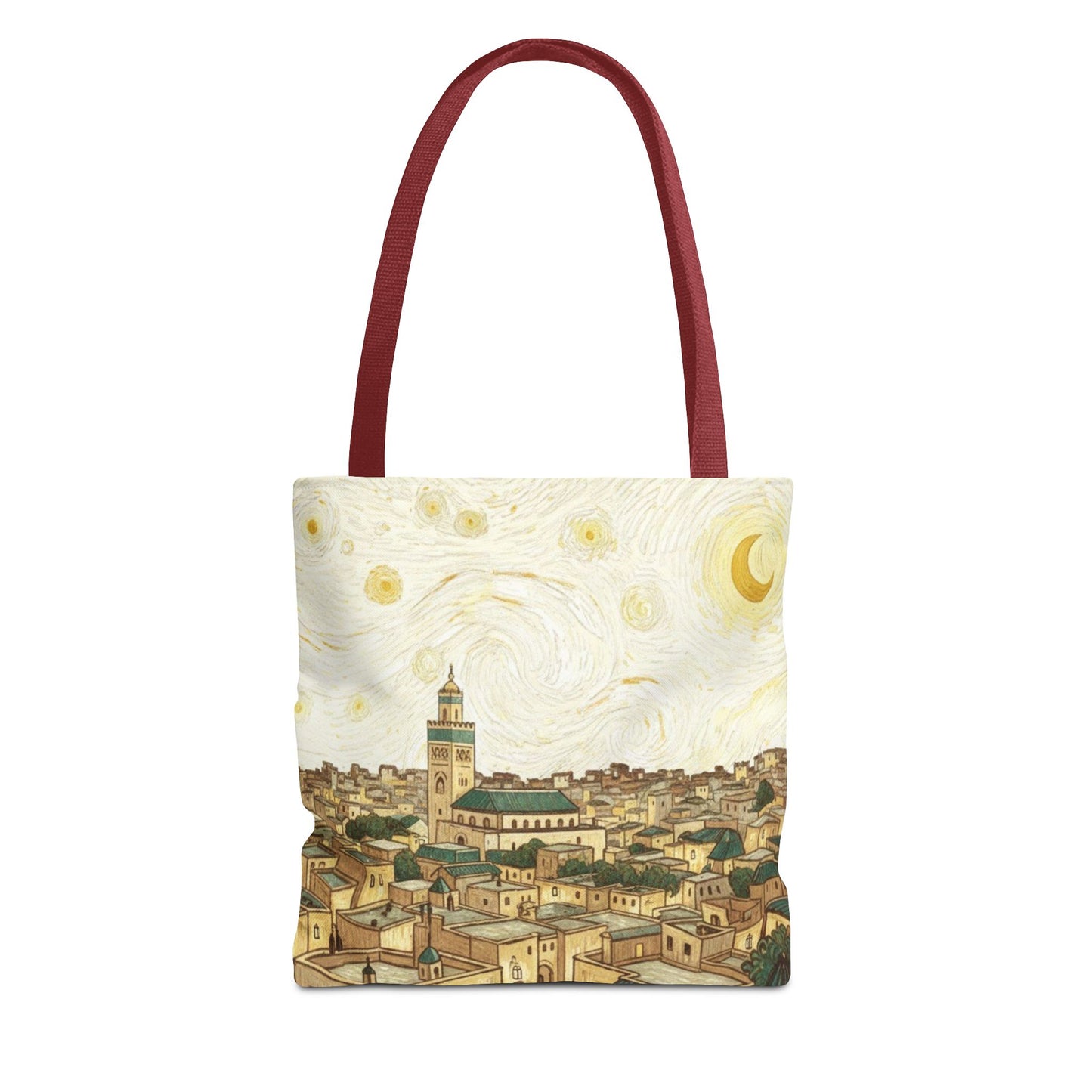 Starry Night Cityscape Tote Bag — Vintage Moroccan Skyline All-Over Print