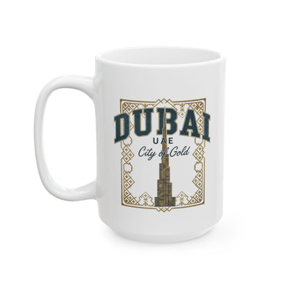Mug en céramique Dubaï Cité d'Or – Tasse à café souvenir Burj Khalifa (325 ml/445 ml)