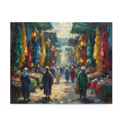 Marketplace Evening Street Puzzle — 120/252/500-Piece Scenic Jigsaw