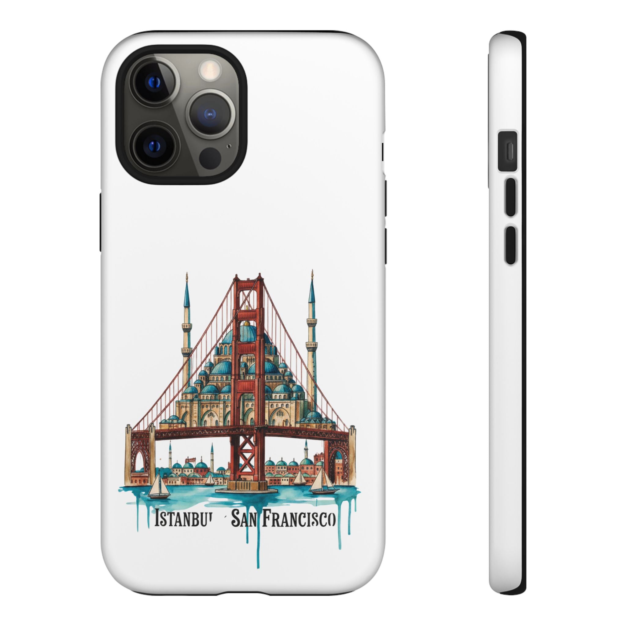 City Bridge Phone Case — Istanbul × San Francisco Illustrated Travel Design