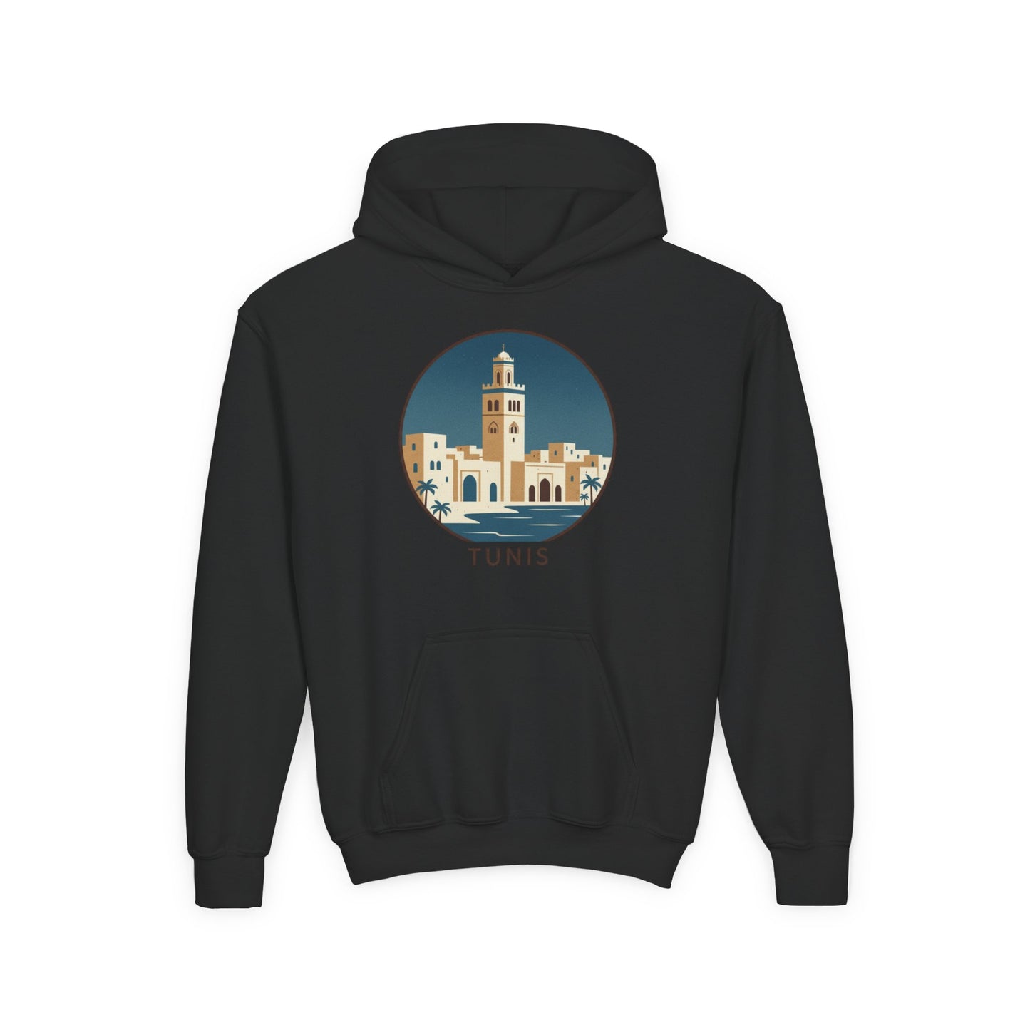 Tunis Youth Hoodie — Retro Tunis Cityscape Sweatshirt