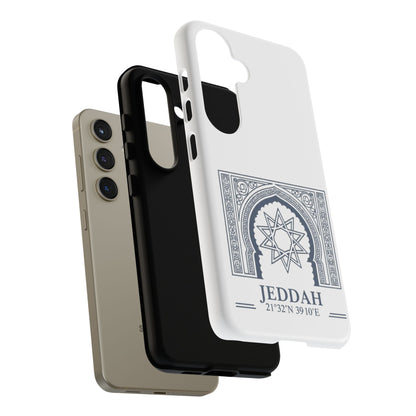 Jeddah Coordinates Phone Case — Arabic Arch Geometric Design