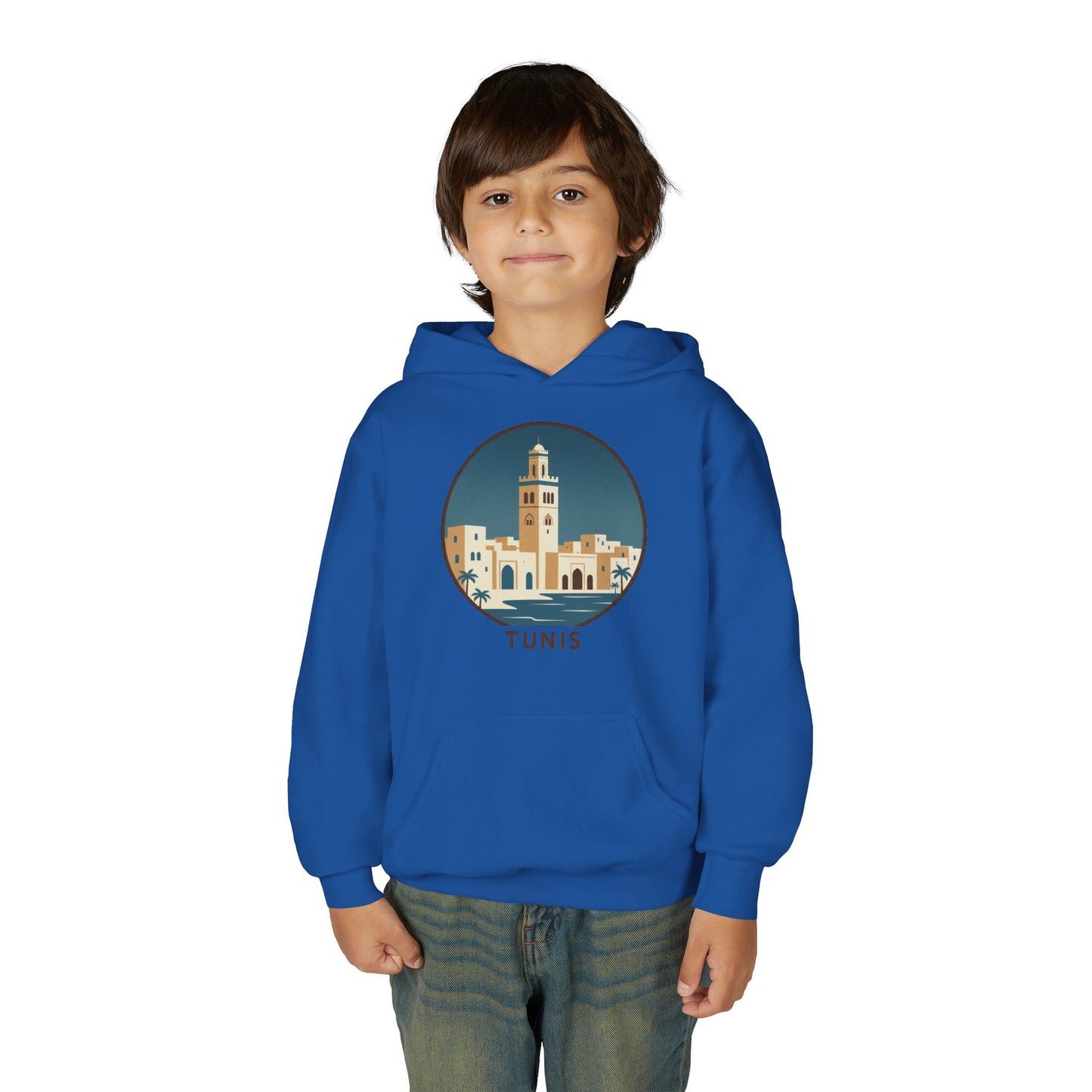 Tunis Youth Hoodie — Retro Tunis Cityscape Sweatshirt