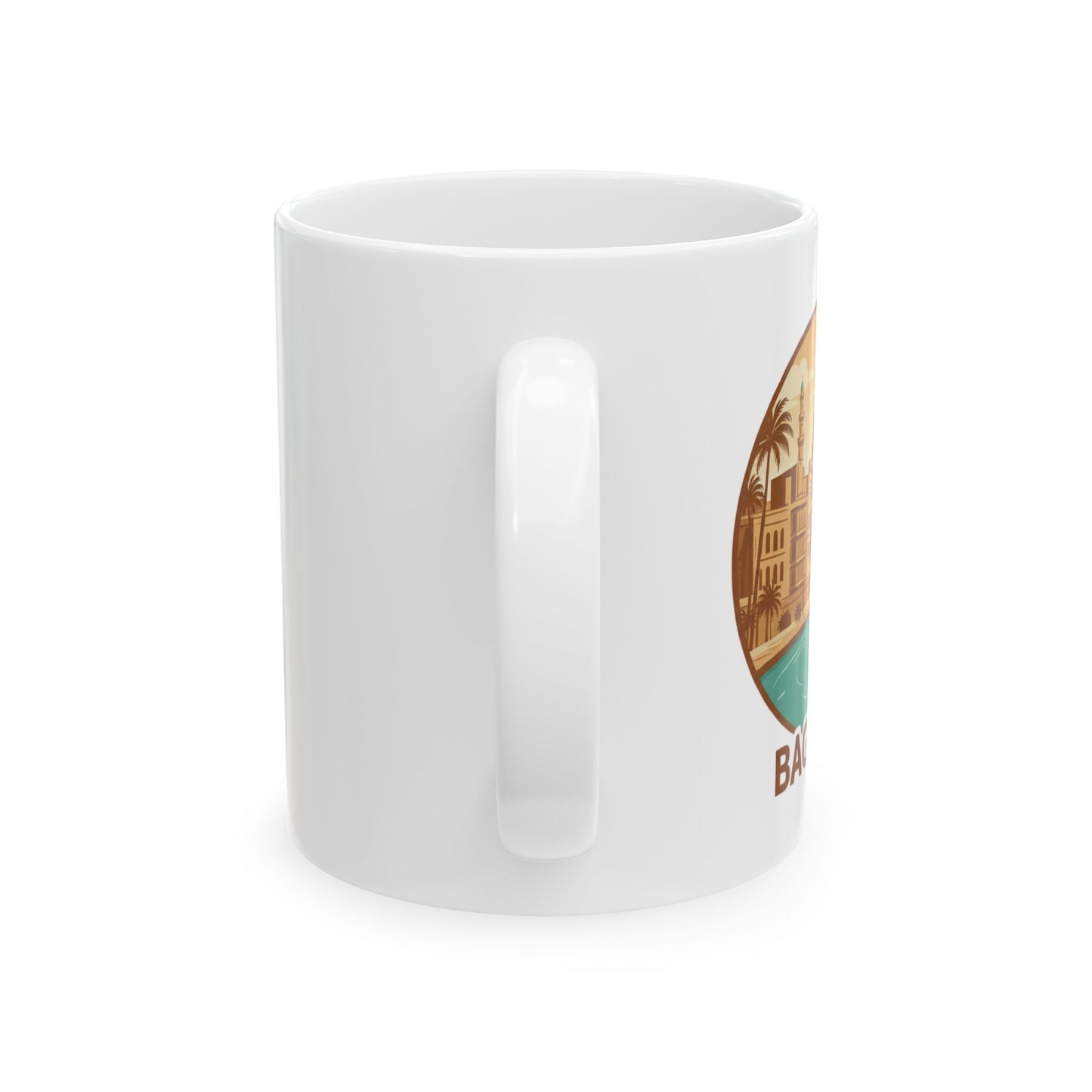 Baghdad Vintage Travel Mug — Retro Middle Eastern Cityscape Ceramic Mug (11oz, 15oz)