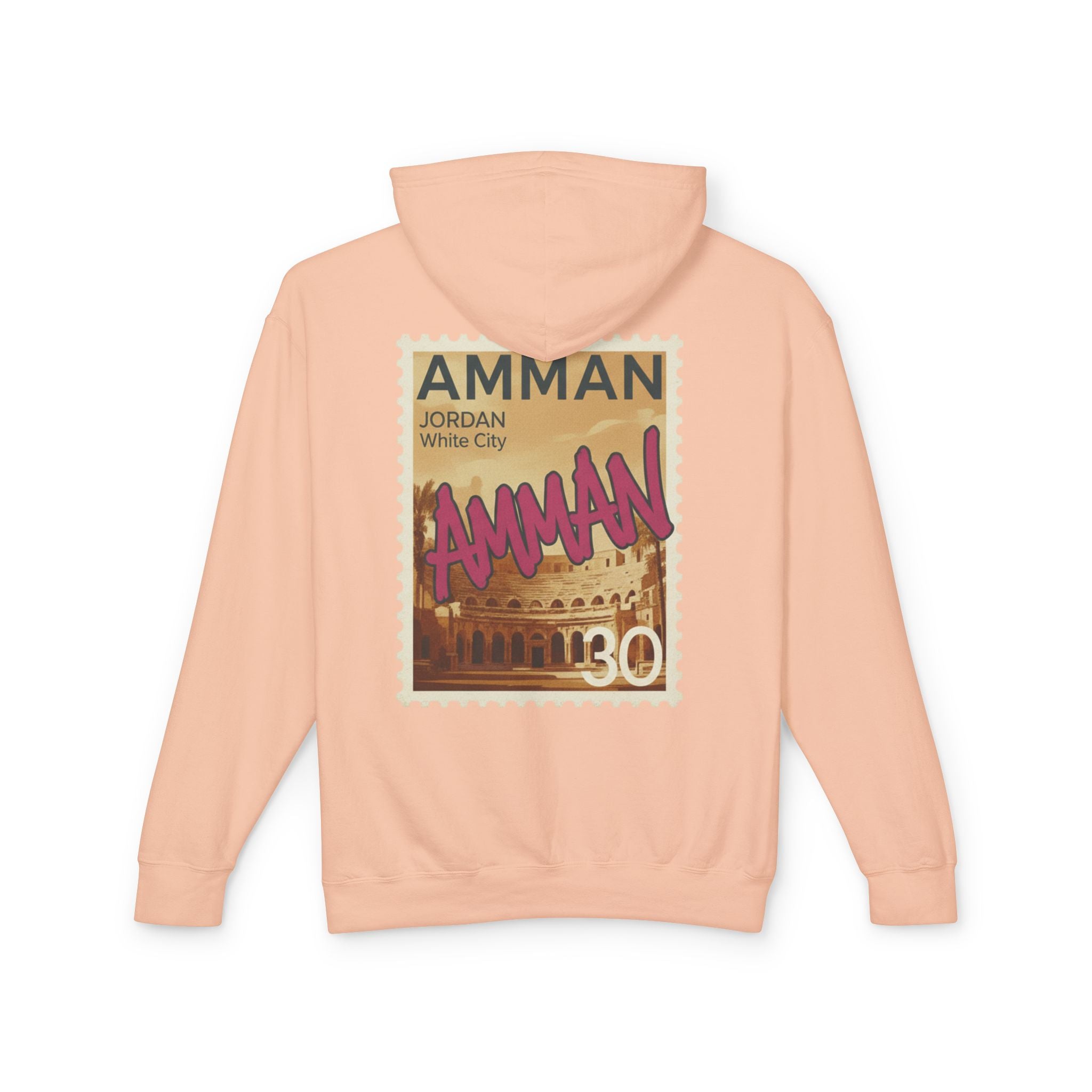 Amman Stamp Hoodie — Vintage Jordan Travel Graphic Sweatshirt