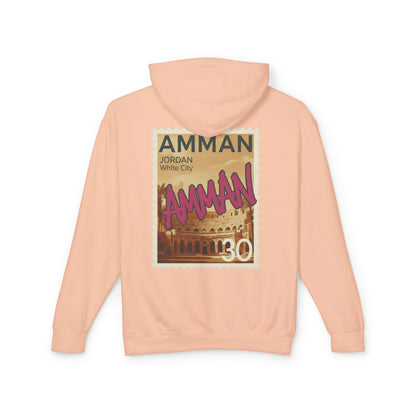 Amman Stamp Hoodie — Vintage Jordan Travel Graphic Sweatshirt