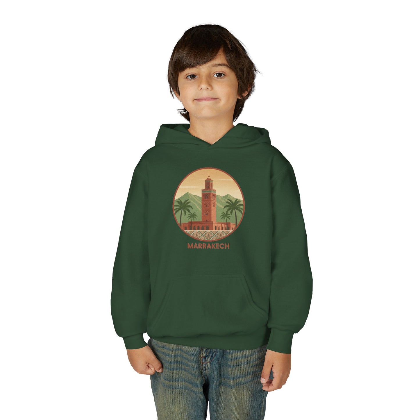 Marrakech Youth Hoodie – Vintage Palm Sunset Travel Sweatshirt