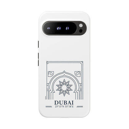 Dubai Architectural Phone Case — Minimal Souvenir Travel Design with Coordinates
