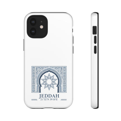 Jeddah Coordinates Phone Case — Blue Islamic Arch Travel Souvenir