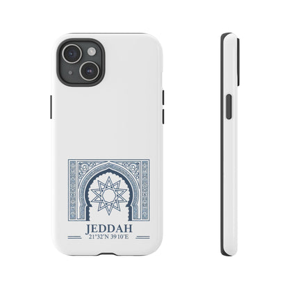 Jeddah Coordinates Phone Case — Blue Islamic Arch Travel Souvenir