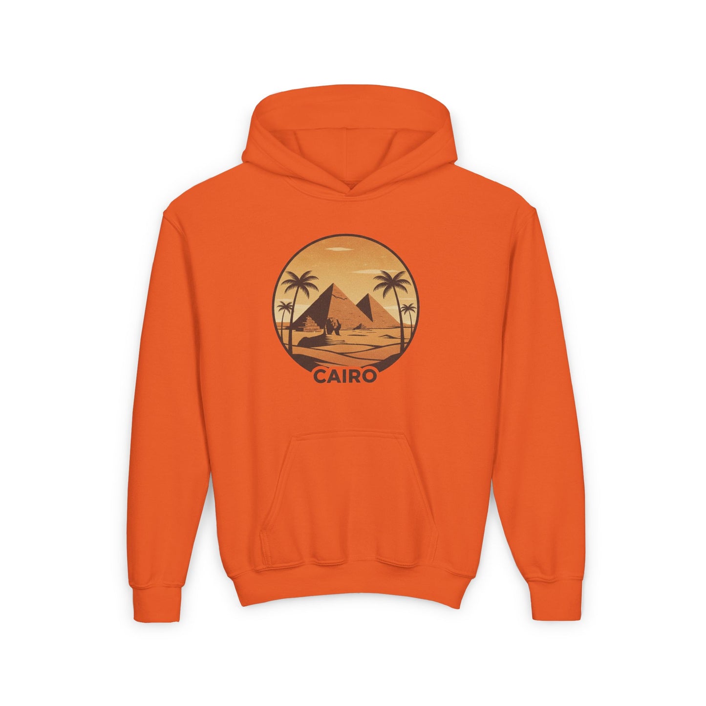 Youth Hoodie - Cairo Retro Pyramids Sunset Graphic