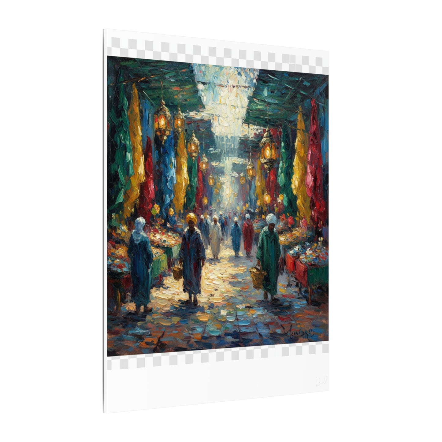 Middle Eastern Market Matte Canvas Wall Art — Colorful Bazaar Street Scene