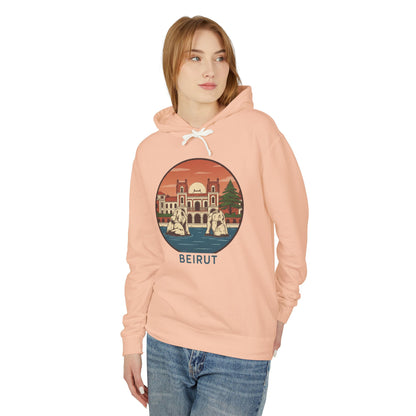 Beirut Vintage Landmark Hoodie — Retro Cityscape Graphic Hooded Sweatshirt