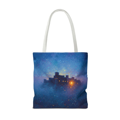 Starry Night Castle Tote Bag — Mystical Galaxy Scene All-Over Print