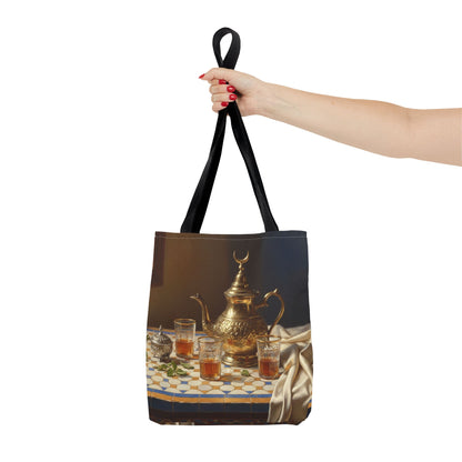 Moroccan Tea Set Tote Bag — Brass Teapot & Glasses AOP Tote