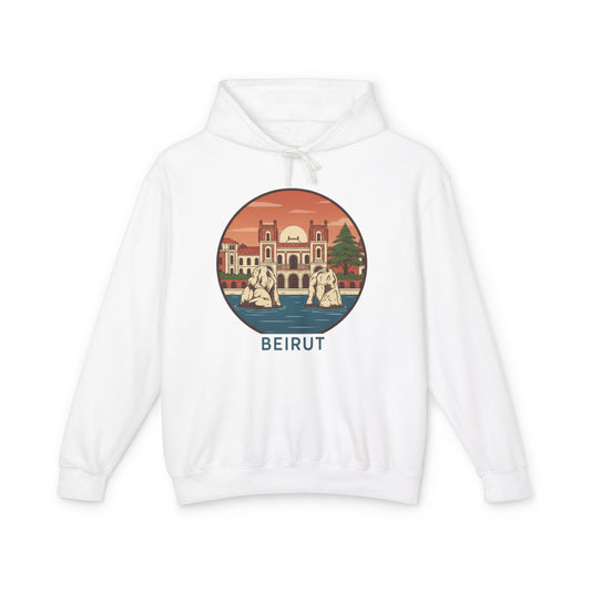 Beirut Vintage Landmark Hoodie — Retro Cityscape Graphic Hooded Sweatshirt