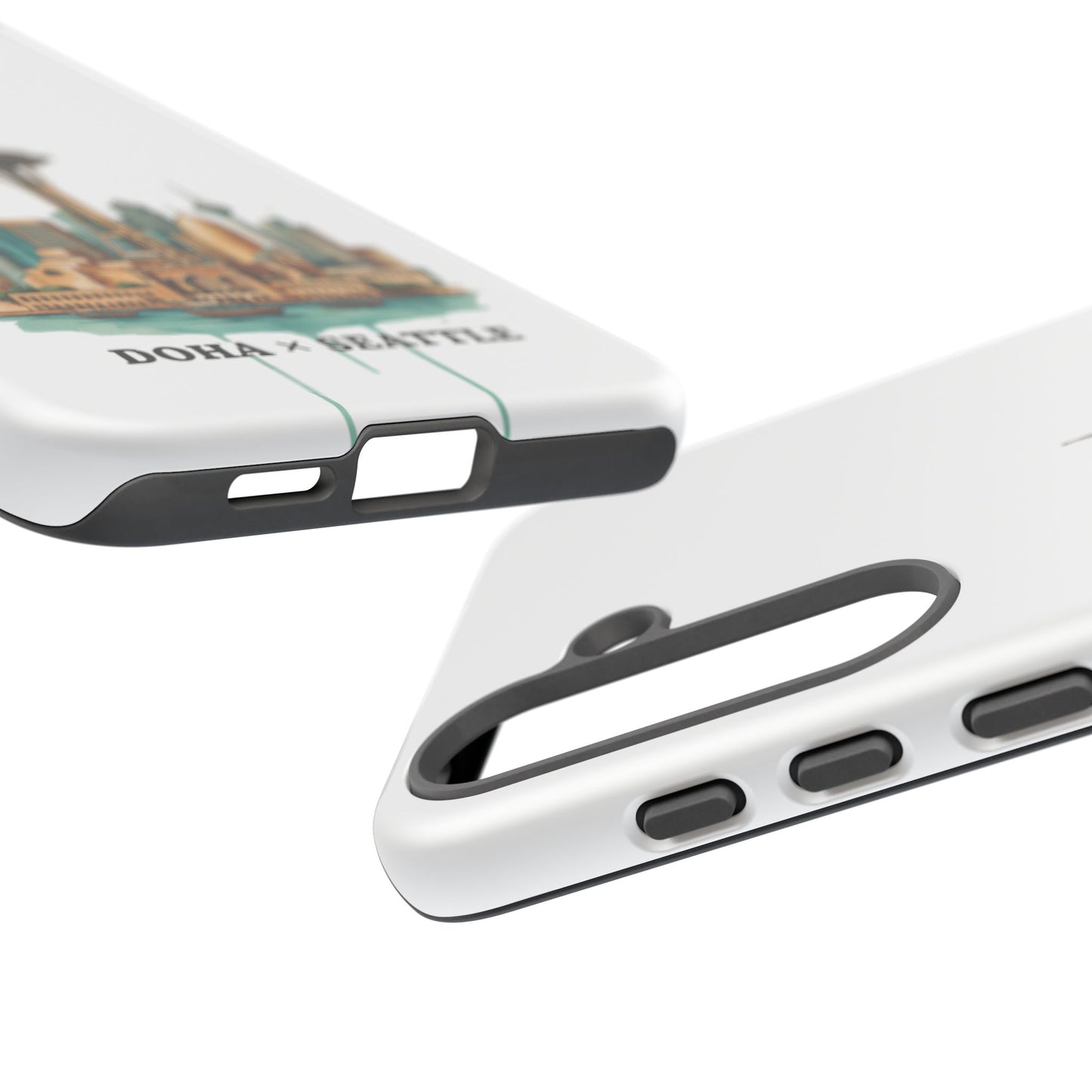 Coque de téléphone résistante Doha x Seattle Skyline — Protection pour téléphone inspirée de la ville
