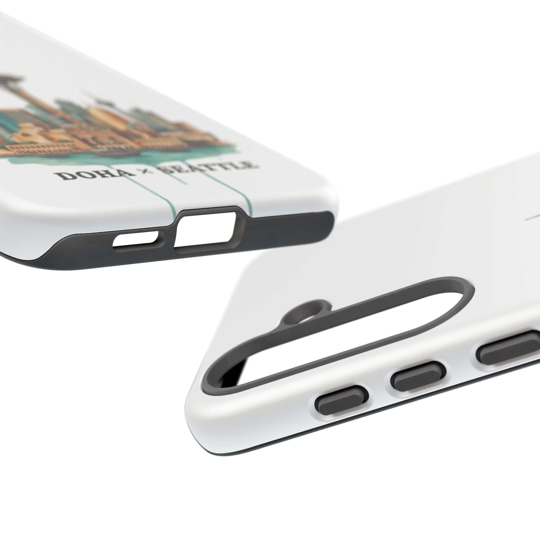 Doha x Seattle Skyline Tough Phone Case — Cityscape Protective Phone Cover