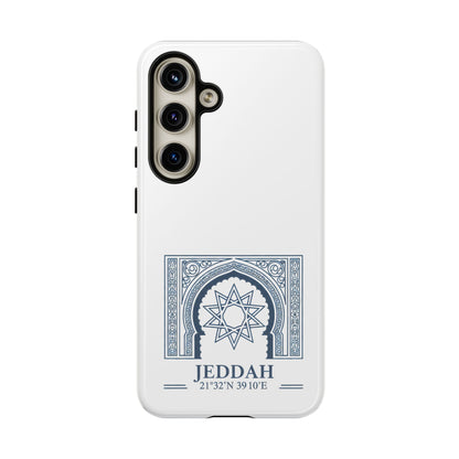 Jeddah Coordinates Phone Case — Blue Islamic Arch Travel Souvenir
