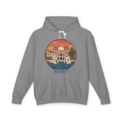 Beirut Vintage Landmark Hoodie — Retro Cityscape Graphic Hooded Sweatshirt