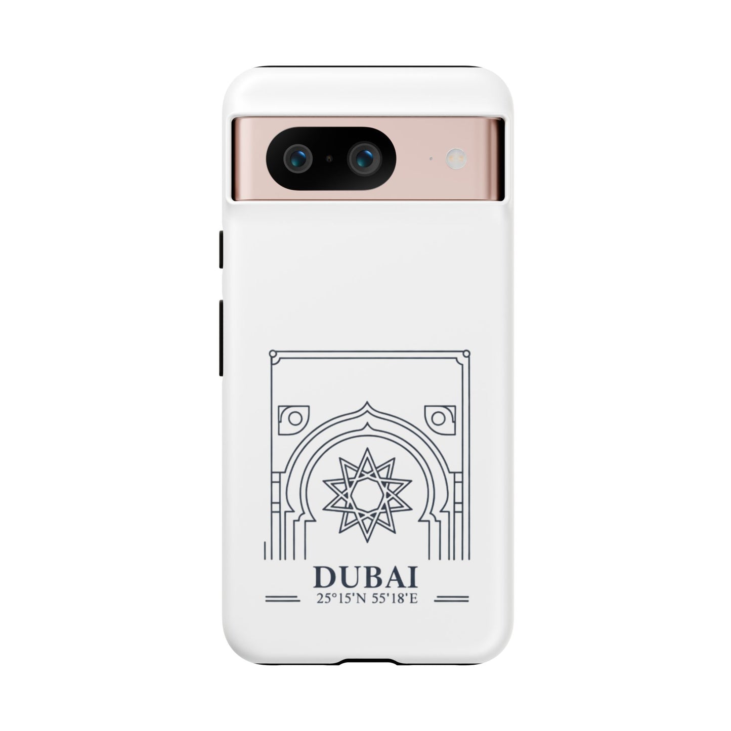 Dubai Architectural Phone Case — Minimal Souvenir Travel Design with Coordinates