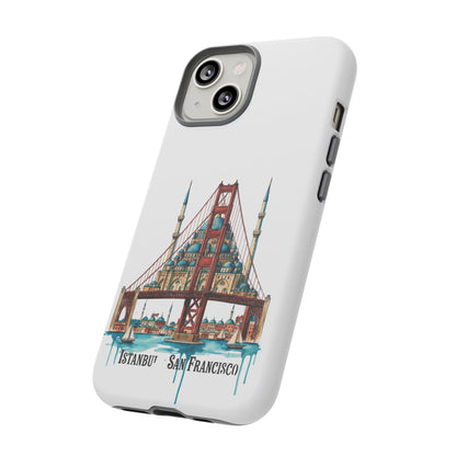 City Bridge Phone Case — Istanbul × San Francisco Illustrated Travel Design