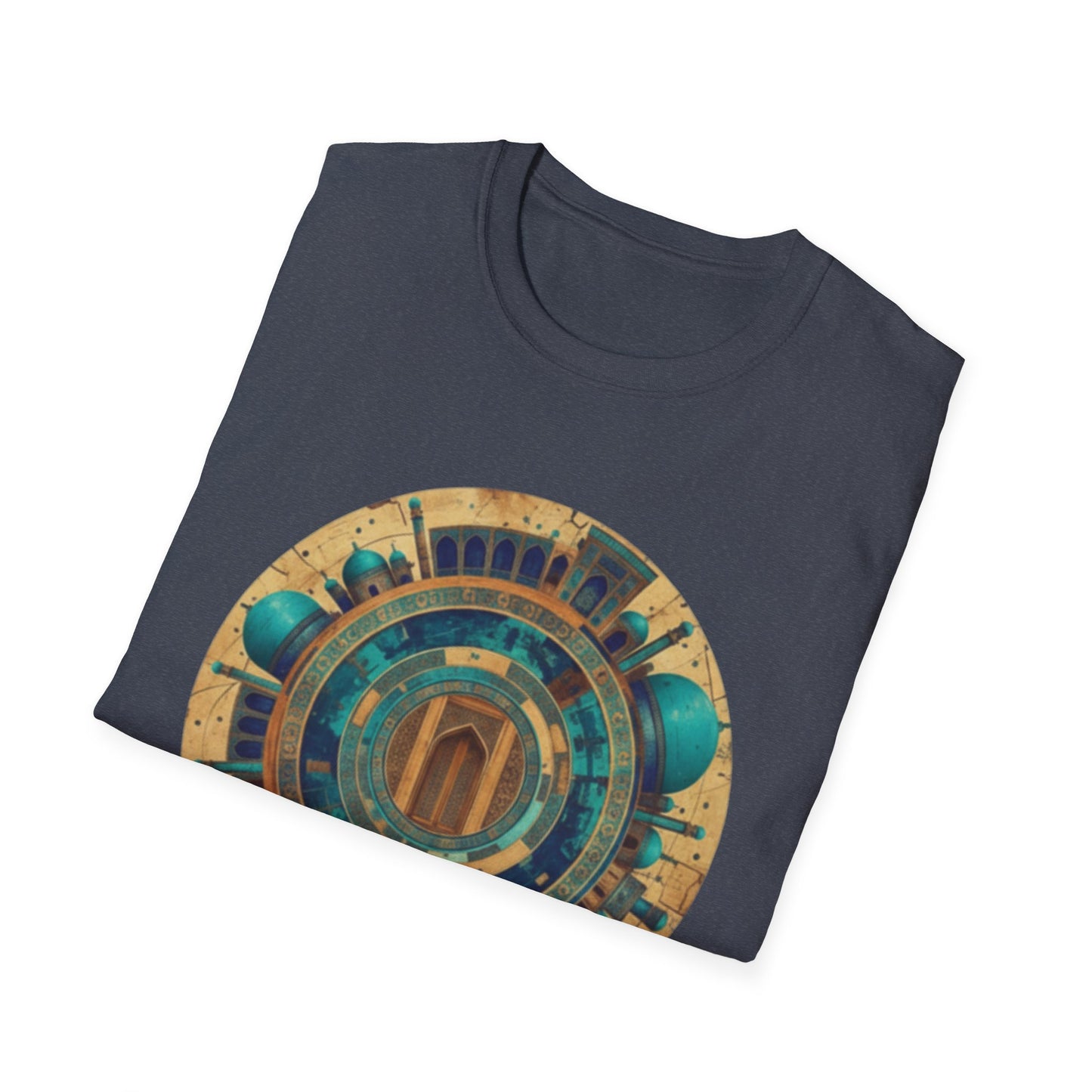 Sacred Geometry Mandala T-Shirt — Teal & Gold Spiritual Art Tee
