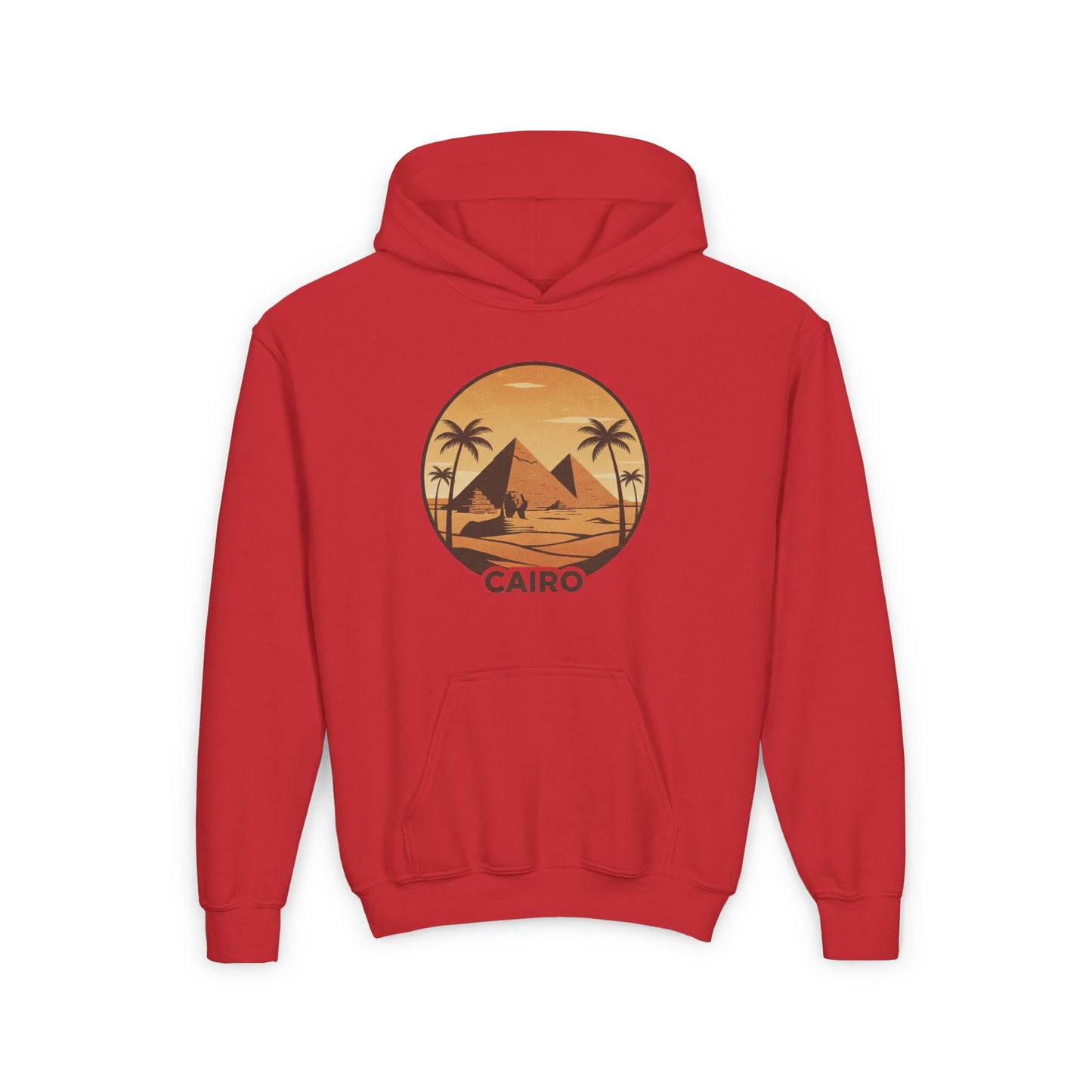 Youth Hoodie - Cairo Retro Pyramids Sunset Graphic