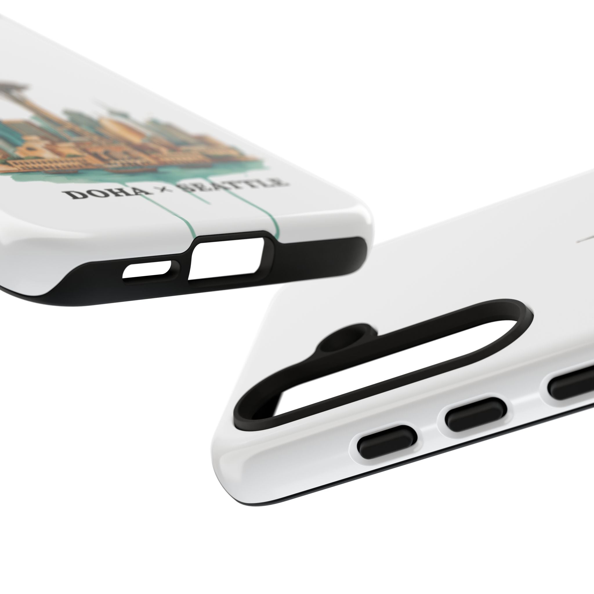 Doha x Seattle Skyline Tough Phone Case — Cityscape Protective Phone Cover