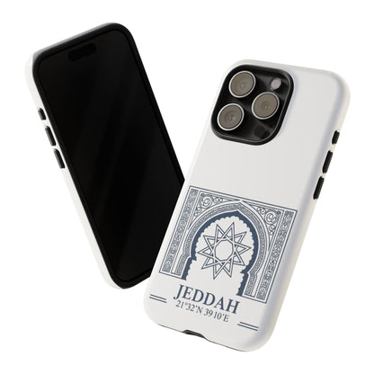 Jeddah Coordinates Phone Case — Arabic Arch Geometric Design