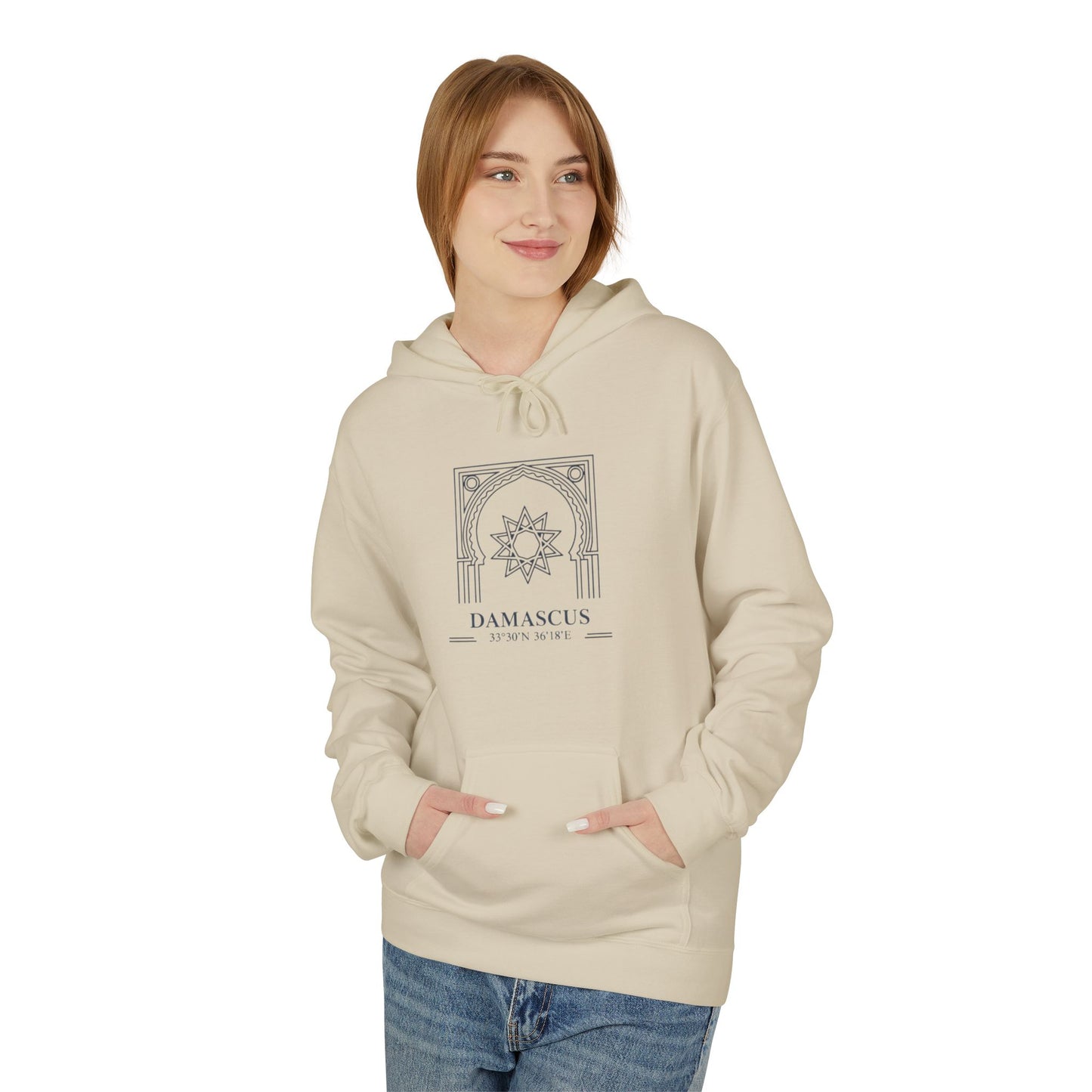Damascus Heritage Hoodie — Minimal Middle Eastern Motif