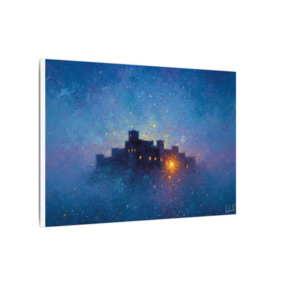 Tableau sur toile mate « Forteresse de la Nuit Étoilée » — Paysage mystique de château bleu